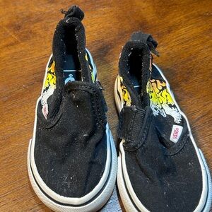 Vans Kids Black and Yellow Flame Sneakers